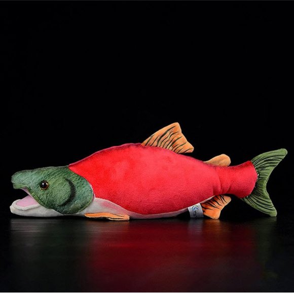 Sockeye Salmon Realistic Fish Stuffed Plush Toy - Picture 2 of 6
